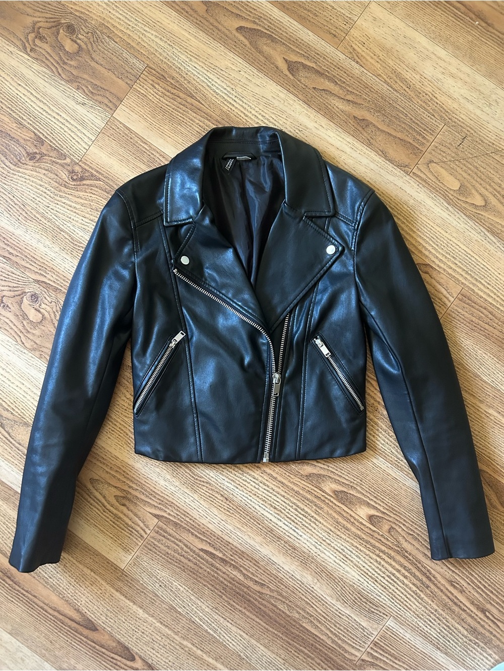 Women's Black Faux Leather Moto Jacket - H&M